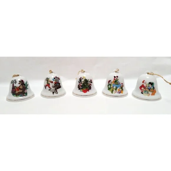 Lot of 14 Vintage Disney Grolier 2" Ceramic Bell Ornaments Mickey Minnie Donald - Picture 3 of 8